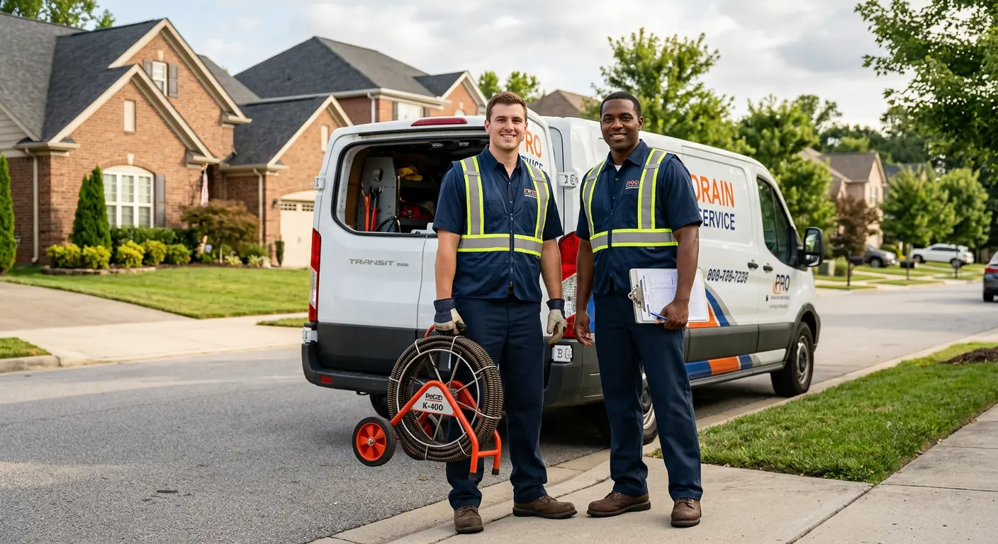 Sewer and drain service team with equipment ready for work in Wyoming