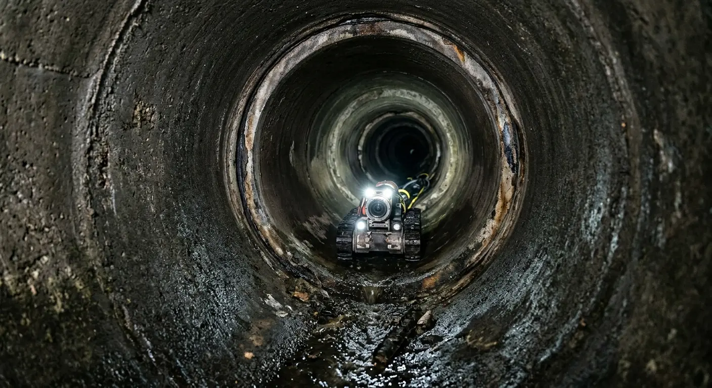 Robotic sewer camera inspecting pipe interior for Drain Snake Service in Wyoming